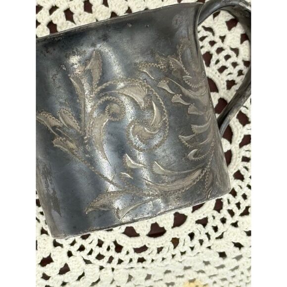 Antique Silver Plate Etched Baby Cup Engraved ISABELLE Holman Silver Co. - Picture 1 of 7